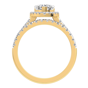 แหวนแต่งงานเพชรทรงหัวใจ 9K ทองคำแท้ สีเหลือง/ขาว เพชรเลี้ยงในห้องปฏิบัติการ น้ำหนัก 1.35 กะรัต ความใส VS สี EF ใบรับรอง IGI 47 เม็ด - Product Image 4