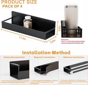 Organizador de especias magnético de diseño personalizado Almacenamiento de metal de calidad para cocina Aplicación de refrigerador de pared lateral de estilo moderno - Product Image 3
