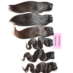 Indien 100% brut couleur naturelle femmes noires Premium machine double trame vague profonde cuticule aligné tissage Extensions de cheveux humains - Product Image 5