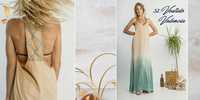 Robe longue maxi en coton 100% écologique tissé, à manches longues, col en V asymétrique, avec volants aux épaules et coupe évasée