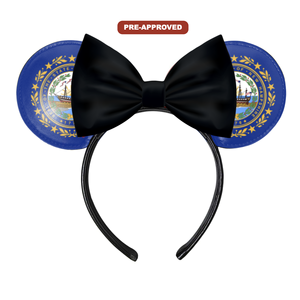 Custom Factory Order Headband-New Hampshire State Flag Design with Concept <b>Mouse</b> Ears Made-to-Order - Product Image 1
