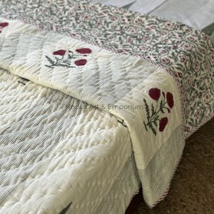 Cubrecama Doble Boho Jaipuri Rajai, Hecho a Mano, Lavable, de Algodón Suave, con Estampado Simple, para Uso en Hoteles y Hogares - Product Image 5