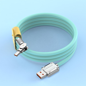 Yüksek kalite Max 120W 6A veri şarj 180 dönen dirsek süper hızlı şarj kablosu silika jel Metal mikro <span class=keywords><strong>Usb</strong></span> kablo hızlı şarj - Product Image 3