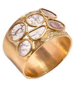 Anillo de Boda Unisex Chapado en Oro de 18K, Anillo Hecho a Mano con Diamante Natural Tallado para Compromiso, Joyería de Vermeil para Regalo - Product Image 6