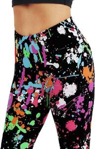 Leggings pour femmes des années 80 néon artistique Splash imprimé beurre doux pantalon extensible - Product Image 6