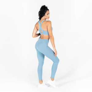 Nouvel arrivage de marque privée sur mesure ensemble de yoga pour femmes motif solide 2 pièces pour l'entraînement d'été ensemble de soutien-gorge pour femmes - Product Image 3