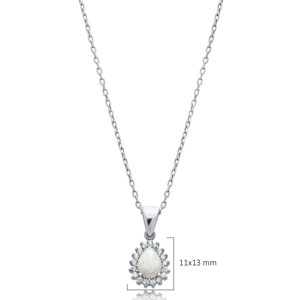 Pear Cut White <b>Opal</b> Stone CZ Design Wholesale Turkish Handmade Wholesale Charm <b>Necklace</b> for Women 925 Sterling Silver Jewelry - Product Image 3