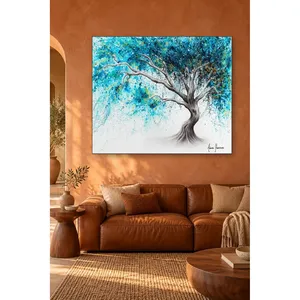 Impression sur toile Fida : Arbre aux feuilles turquoise s'incurvant dans le vent - Product Image 3