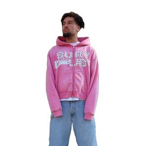 Vente Flash 2026 – Sweat à Capuche Unisexe 400 GSM Brodé de Strass Coupe Classique avec Effet Délavé Acide – Personnalisable pour l'Hiver - Product Image 6