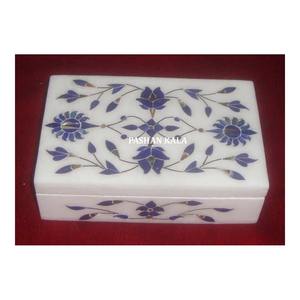 Nouvelle boîte incrustée de marbre d'albâtre blanc pur de conception exclusive pour la décoration à la maison et les boîtes de rangement de bijoux but - Product Image 1