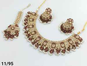 Indian Traditional and Fashionable Gold Plated and Long Mala With Earring and Maagtika Combo Necklace Set for Women - Product Image 3