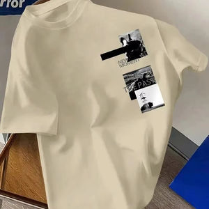 Camiseta de algodón 100% de verano para hombre, estampado gráfico minimalista, ropa de calle transpirable ecológica, Manga corta informal para uso diario - Product Image 2