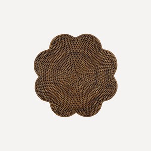 Tienphong 2025 Handmade Natural Woven Rattan Scalloped <b>Placemat</b> - Natural Charger Plate- Round Natural <b>Table</b> Decor - Product Image 1