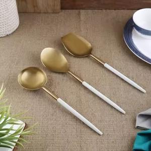 Ensemble de serveurs à salade en argent en acier inoxydable pour la cuisine de luxe, la maison, la vaisselle d'hôtel et les restaurants - Product Image 2