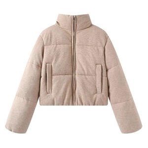 Chaqueta acolchada clásica para mujer, forro de algodón cálido en forma de capullo suave, cremallera a la moda, cuello alto, ropa de calle de diseño corto - Product Image 5