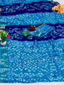 Presentando el nuevo Shibori Pure Bandhej y tejido Jacquard Border con Rich Palau Sari Collection para mujeres - Product Image 2