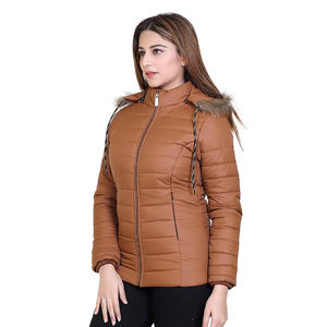 Las últimas chaquetas de invierno resistentes al agua para mujeres y niñas con mangas completas y cuello con capucha diseño acolchado texturizado - Product Image 5