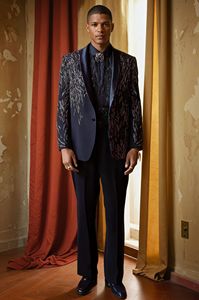 Nuevos trajes de boda con bordado Floral para hombres Formal Slim Fit Single Button Men's Party Wear Business Suit Jacket - Product Image 4