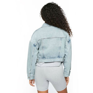 Lo último en chaqueta vaquera ajustada para mujer hecha a medida, chaqueta vaquera elegante de alta calidad, tela de punto corta transpirable de longitud larga - Product Image 2