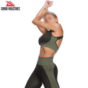 Conjuntos de Yoga para Mujer, Cintura Elástica, Tejido Transpirable Texturizado, Sujetador Deportivo, Pantalones de Yoga de Cintura Media, Conjunto de 2 Piezas para Hacer Ejercicio - Product Image 4