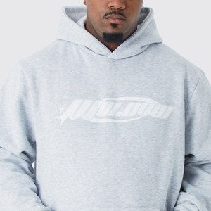 Ensemble de survêtement décontracté gris clair à capuche pour homme en polyester/coton, coupe ample, imprimé délavé, style streetwear, idéal pour l'hiver - Product Image 5