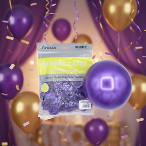 Palloncini in lattice Party Love viola metallizzato da 12 cm, confezione da 50 pezzi per decorazioni - Product Image 3
