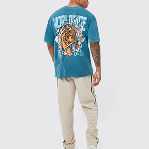 Camisetas gráficas de algodón pesado de gran tamaño con hombros caídos para hombres, camiseta Vintage con lavado ácido, camisetas personalizadas para hombres - Product Image 6