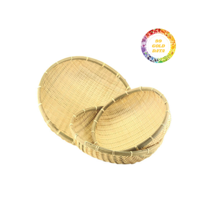 Bandeja de cesta de bambú redonda hecha a mano-Organizador sostenible para cocina o sala de estar - Product Image 2