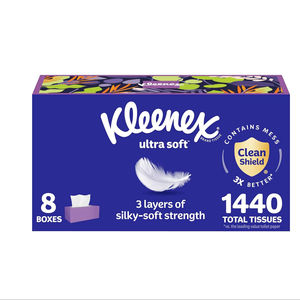 Mouchoirs en papier ultra doux Kleenex, 8 boîtes plates, 180 mouchoirs par boîte, 3 plis - Product Image 1