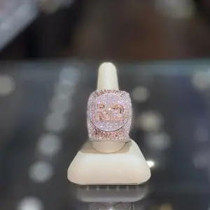 Perhiasan mewah kustom cincin juara berlian Moissanite VVS cincin basket pria gaya kejuaraan PSC awal Bling es