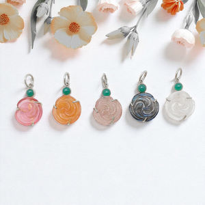 Wholesale Bulk Rose Carving Pink Strawberry Quartz Gemstone 925 Sterling Silver <b>Bail</b> Handmade <b>Pendant</b> Certified Jewelry Findings - Product Image 3