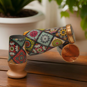 ขวดน้ำทองแดงบริสุทธิ์มาใหม่วินเทจขวดน้ำ100% กันรั่วพร้อมแก้ว2ใบออกแบบได้ตามต้องการสำหรับขวดน้ำโอ๊ะข้างเตียง - Product Image 2