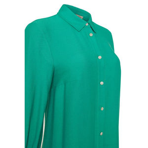 เสื้อคลุมสีเขียวถักโครเชต์แบบลำลองพร้อมชายเสื้อระบายและผ่าข้าง - Product Image 2