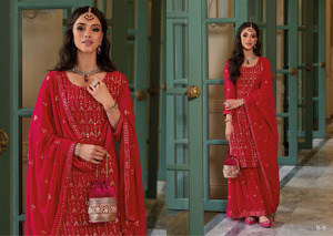Dhwaja Export - Conjunto de Kurti de Georgette con Bordado Pesado y Dupatta con Bordado, Estilo Gujarat - Product Image 3