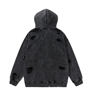 Sweats à capuche personnalisés avec logo lavé à l'acide sérigraphie vêtements de rue de haute qualité pulls surdimensionnés et épais - Product Image 2