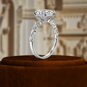 Bague en diamant de laboratoire taille princesse de 1 carat, bague de fiançailles pavée de diamants, bague délicate, bague de fiançailles en or blanc 14 carats - Product Image 5