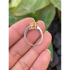 Bague en argent 925 avec citrine en forme de cœur, plaquée or 18 carats, style religieux classique, accessoire de bijouterie tendance - Product Image 4
