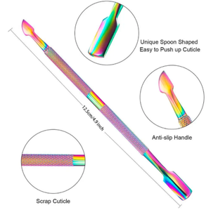 Empujador de cutículas de uñas de Metal profesional, herramienta de arte cortadora de acero inoxidable curvo para eliminación de piel muerta, uso de dedos - Product Image 6