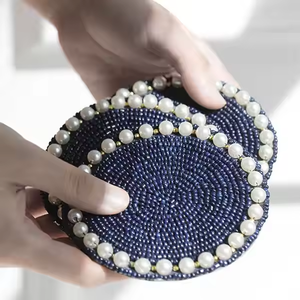 Juego de posavasos con cuentas de color azul realista bordado a mano posavasos con cuentas de calidad superior de MD Handicrafts - Product Image 4