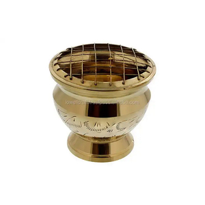 Gran oferta, quemador de incienso de latón chapado en oro antiguo, soporte de madera para quemar carbón perfumado con rosas, uso aromático - Product Image 2