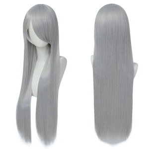 <span class=keywords><strong>Parrucca</strong></span> Sintetica Lunga 80 cm con Bottoni e Rete per <span class=keywords><strong>Donna</strong></span>, <span class=keywords><strong>Parrucca</strong></span> per Cosplay con Frangia Viola Chiaro, Rosa, Rosso, Blu, Biondo, Marrone, <span class=keywords><strong>Verde</strong></span> - Product Image 3