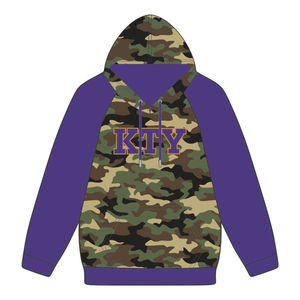 เสื้อฮู้ดปักลายโอเมก้า พรีเมียม ลายพรางและแขนเสื้อแร็กแลนสีม่วง เสื้อผ้าสมาคมนักศึกษากรีก ดีไวน์ ไนน์ เอชบีซียู เสื้อผ้าสำหรับวิทยาลัย - Product Image 2