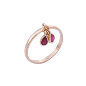 Best Selling 14K Solid Yellow Gold <b>Leaf</b> Design Ring Natural Ruby Diamond Gemstone Fashion <b>Jewelry</b> for Women Girls Wedding Party - Product Image 2