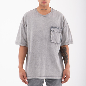2023 Oversized Drop Shoulder Chest <b>Pocket</b> T-<b>Shirt</b> 100% Cotton Custom Printed Men Casual Urban Streetwear High-Quality OEM Item - Product Image 1
