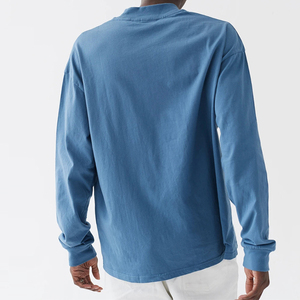 Camiseta estampada holgada lisa de manga larga con cuello alto de algodón 100% personalizada para hombre con logotipo personalizado - Product Image 4