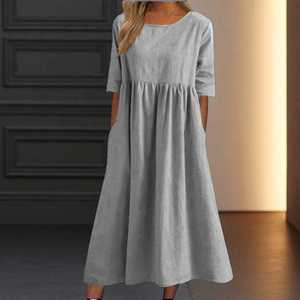 <b>Slim</b> Fit Mini Dress with Pockets Casual Summer Sweet Lace Boho Style Short Sleeve Smock - Product Image 3