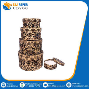 Ensemble de 5 articles d'emballage boîte de présentation de cadeau forme ronde à la main fantaisie créative personnaliser boîte de papier imprimé de concepteur - Product Image 2