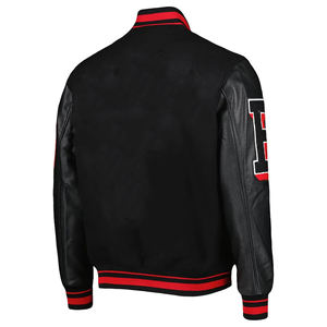 Veste universitaire personnalisée USA Letterman Noir Rouge Patch Bomber Baseball College Jacket Manches en cuir en gros - Product Image 4