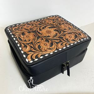 Design de luxe grande main usiné en cuir bijoux collier boucle d'oreille bague Bracelet mallette de rangement élégant voyage bijoux organisateur boîte - Product Image 1