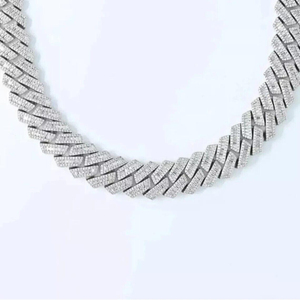 Exquis 20mm VVS Clarity Lab Grown Baguette Diamant Clouté 10K Or Cubain Lien Collier Mode Chaîne Lien Bracelets Principal - Product Image 4